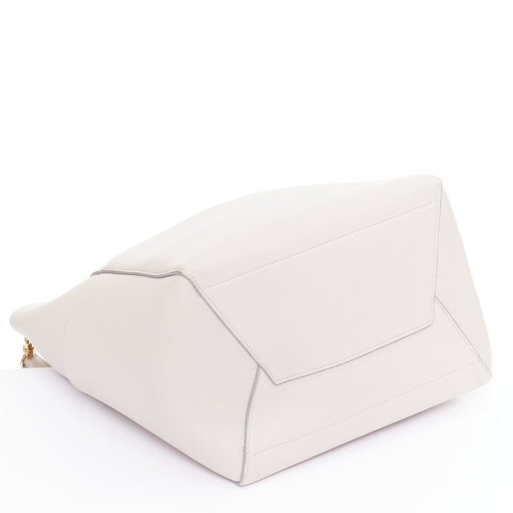 OLD CELINE Seau Sangle off white grey calfskin wool canvas strap bucket bag