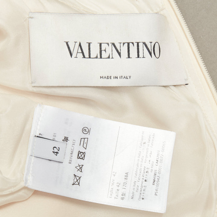 VALENTINO 2017 Bridal Crepe Couture ivory floral applique cocktail dress IT40 S