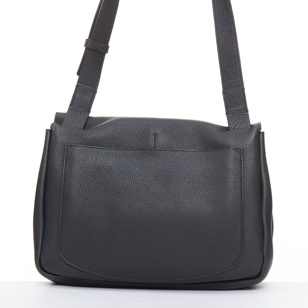 THE ROW Mail black leather gold hardware flap crossbody shoulder bag