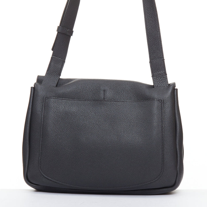 THE ROW Mail black leather gold hardware flap crossbody shoulder bag