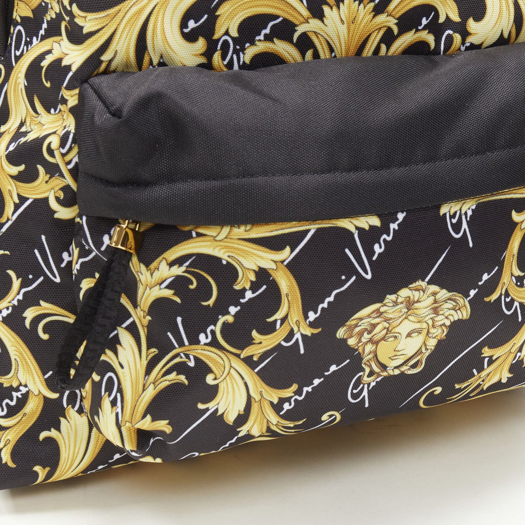 VERSACE Gianni Signature gold Barocco Virtus Medusa print nylon backpack bag