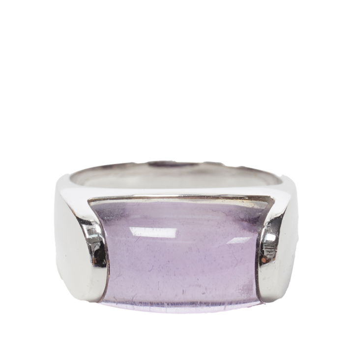 vintage BVLGARI JEWELLERY Amethyst stone silver curved ring