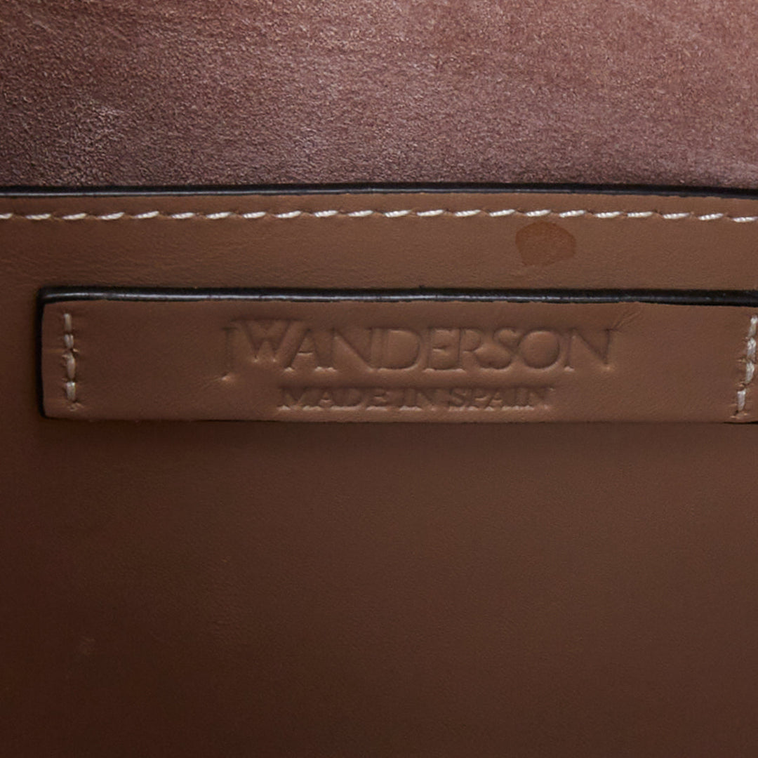 JW ANDERSON Bike taupe leather pocket braided half moon crossbody bag