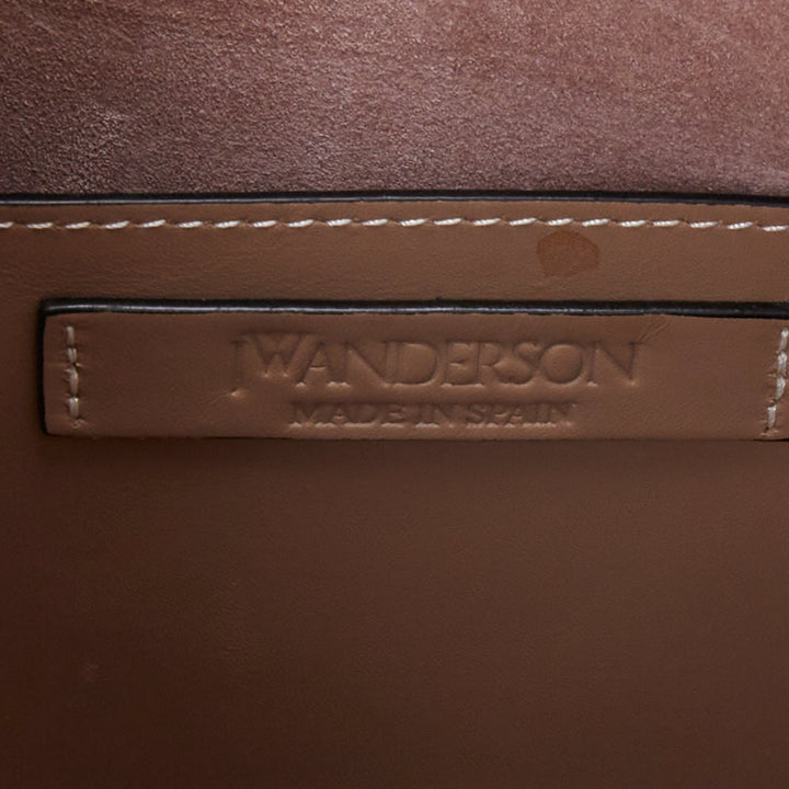 JW ANDERSON Bike taupe leather pocket braided half moon crossbody bag