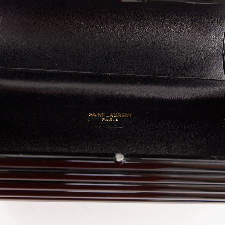 SAINT LAURENT 2016 Opium Box black plexiglass tassel minaudiere box clutch bag