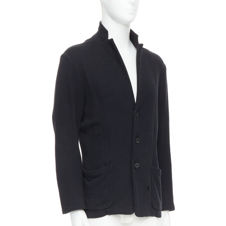 ATO black cotton jersey panelled pocketed cropped blazer IT46 S