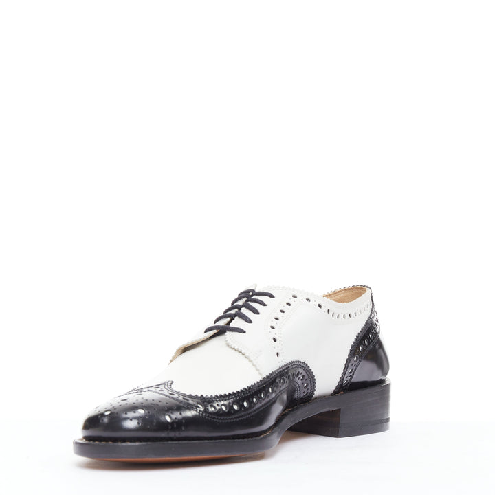 ROBERT CLERGERIE black white leather bicolor derby brogue UK7 EU40