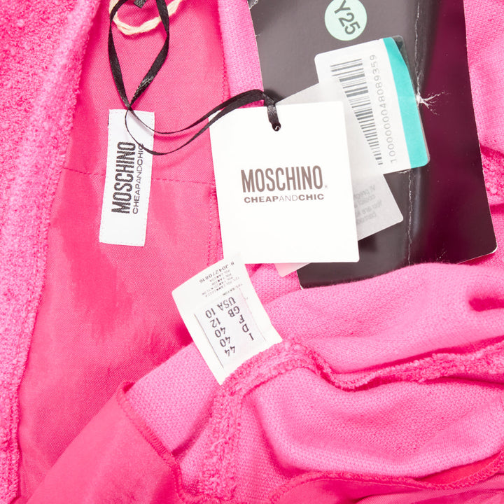 MOSCHINO Cheap and Chic Chunky Chain barbie pink boucle dress IT44 L