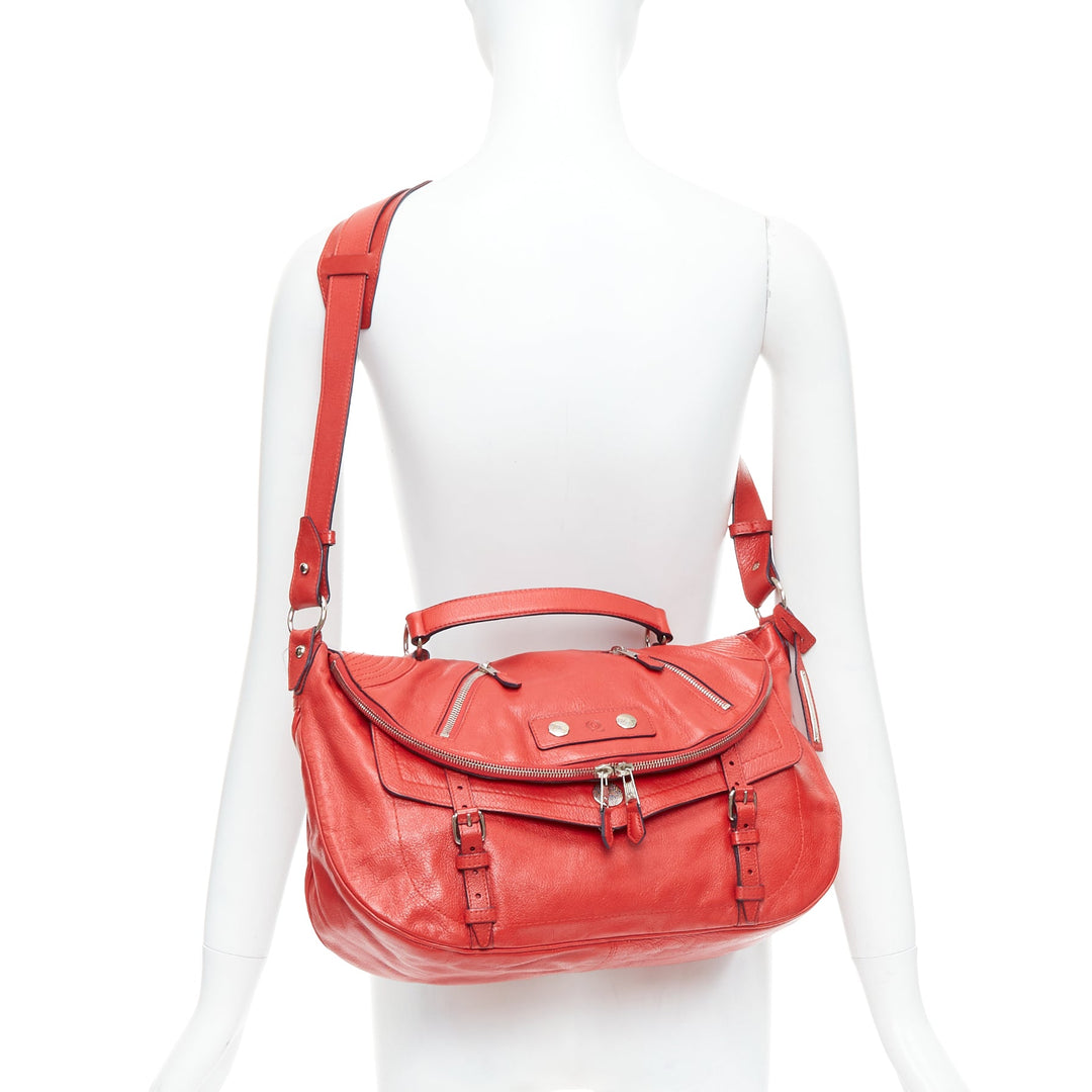 ALEXANDER MCQUEEN Faithful red leather zip biker detail crossbody bag