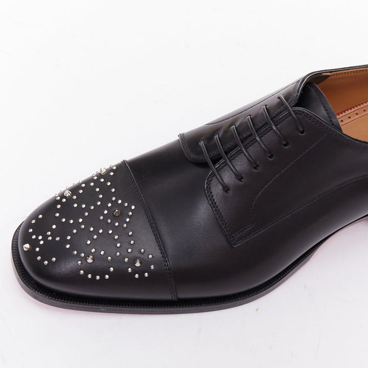 CHRISTIAN LOUBOUTIN Maltese black silver stud toe lace derby brogue EU42.5