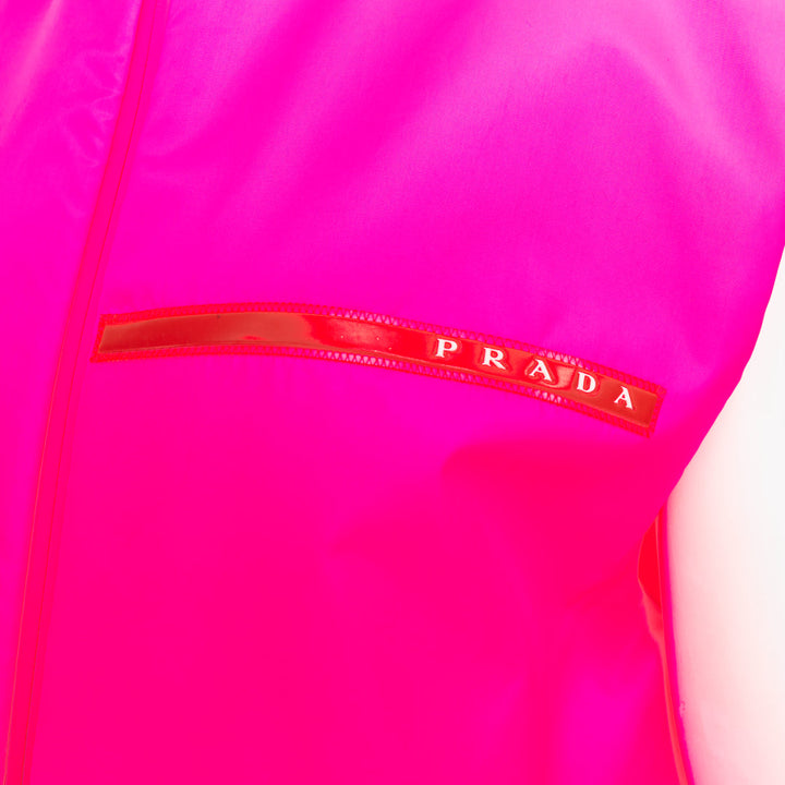 rare PRADA 2018 Runway Look48 neon pink red zip vest dress IT38 XS Celine Dion