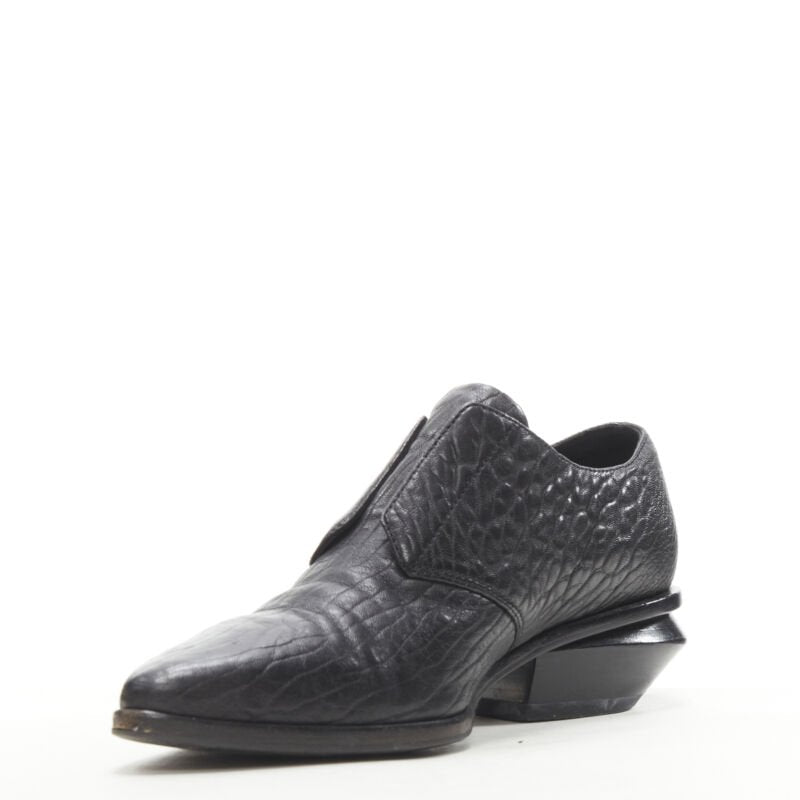 ALEXANDER WANG Ines Oxford black leather laceless brogue EU37