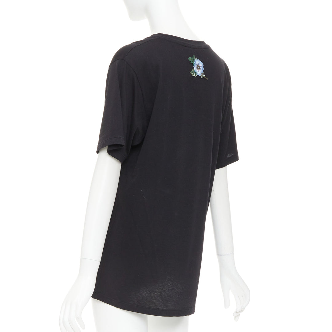 GUCCI Alessandro Michele  Vintage Web GG black washed embroidery tshirt XXS