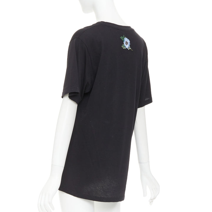 GUCCI Alessandro Michele  Vintage Web GG black washed embroidery tshirt XXS