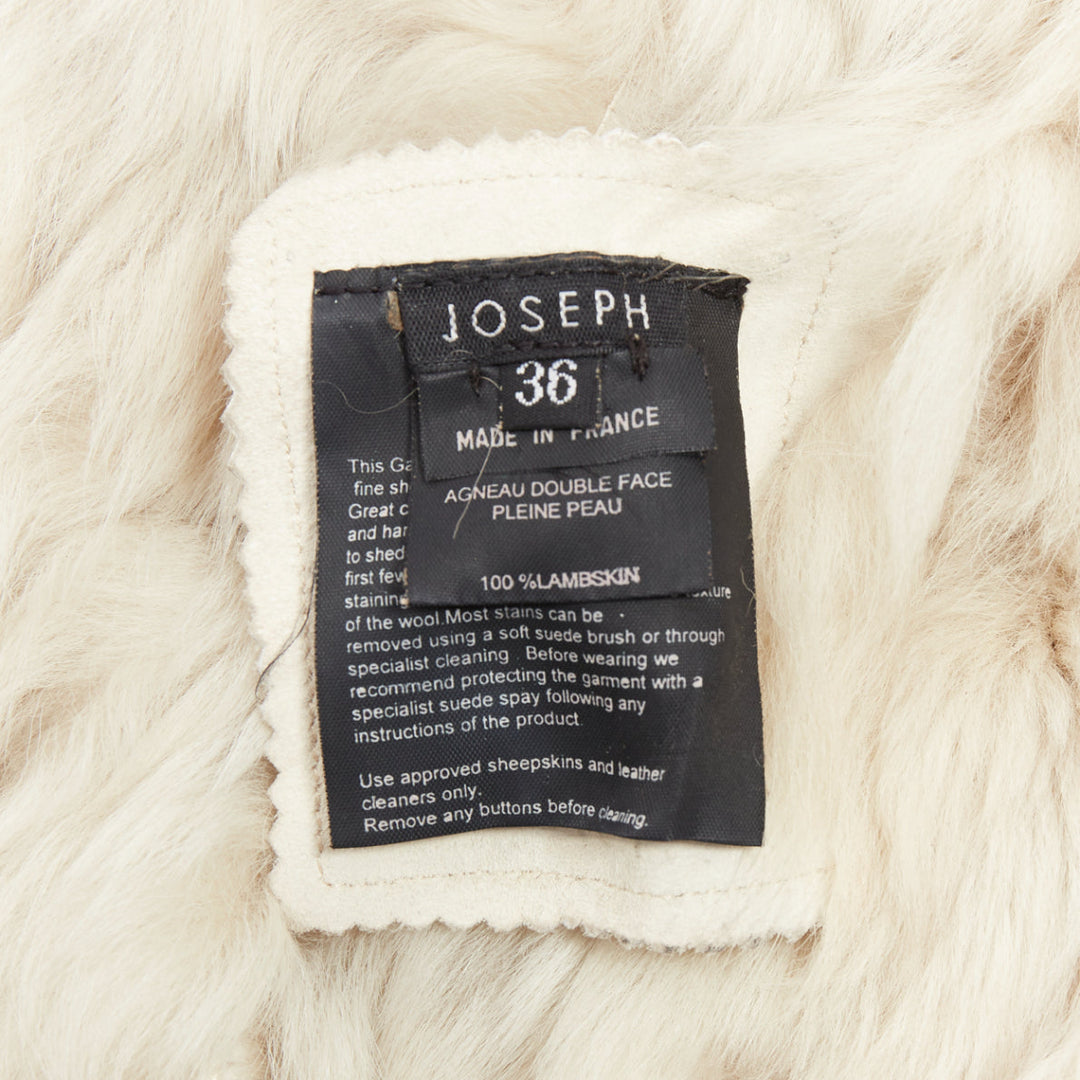JOSEPH beige lambskin leather fur elastic stitching bolero vest FR36 S