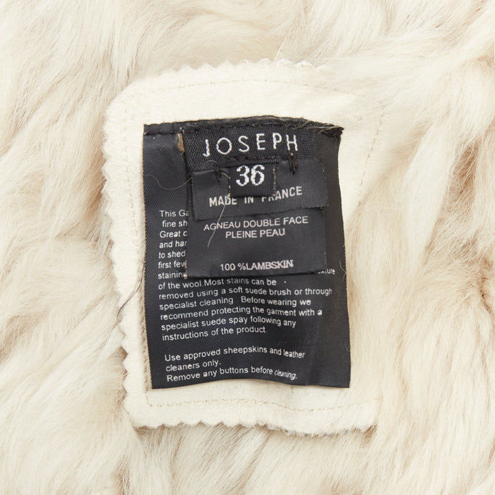 JOSEPH beige lambskin leather fur elastic stitching bolero vest FR36 S