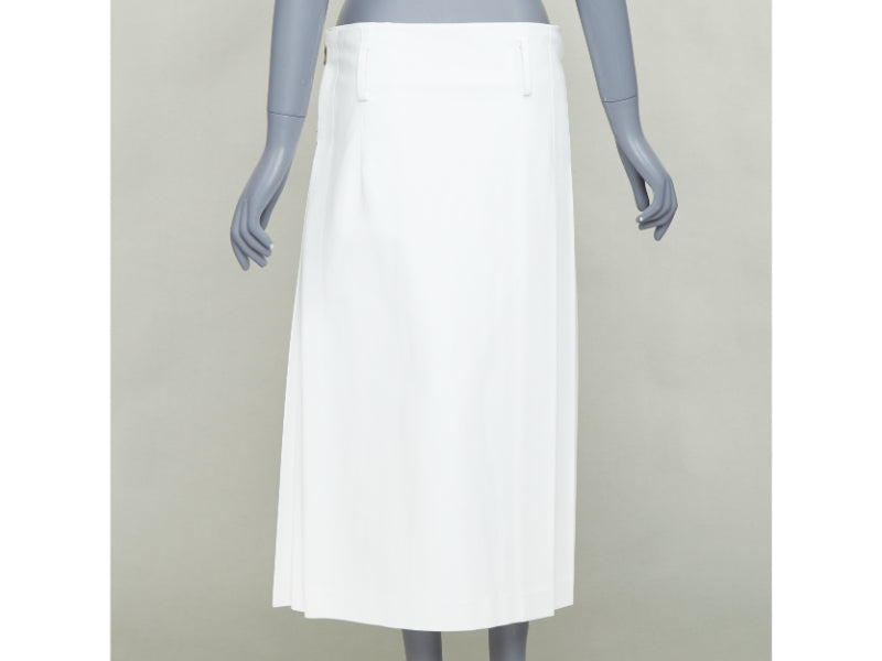 COMME DES GARCONS Homme Plus 2018 white PU cowhide trimmed pleated kilt skirt S