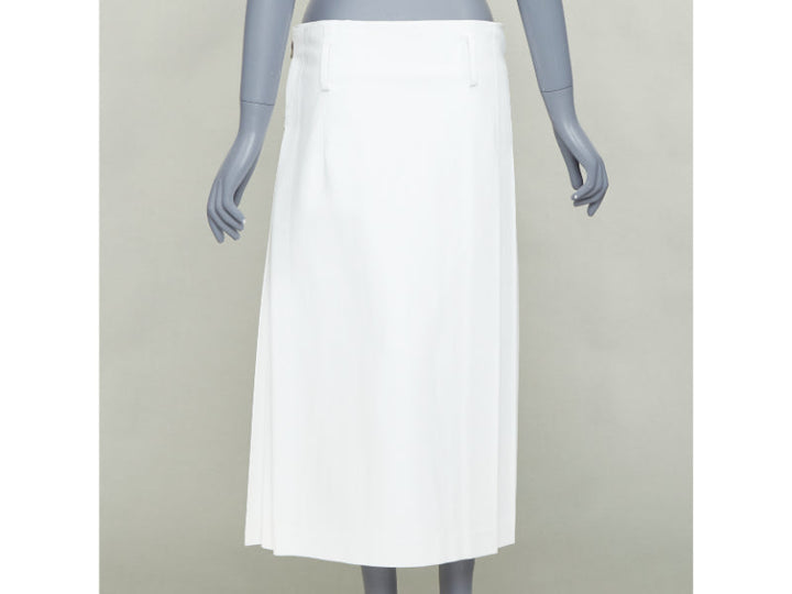 COMME DES GARCONS Homme Plus 2018 white PU cowhide trimmed pleated kilt skirt S