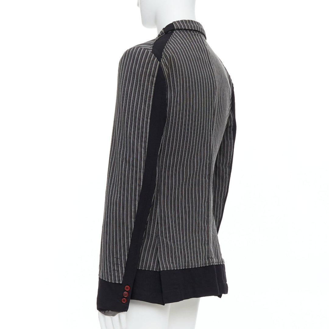 COMME DES GARCONS HOMME PLUS Evergreen grey black striped layered blazer M