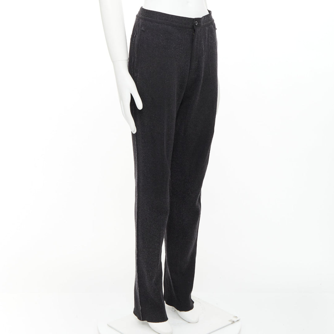 LANVIN grey wool blend raw edge elastic waistband jogger pants FR46 S