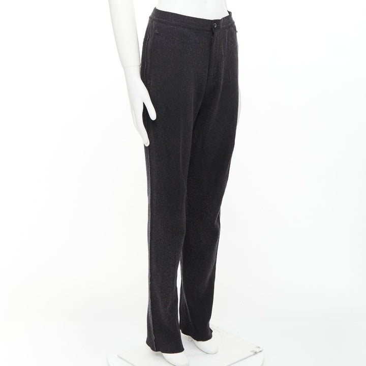 LANVIN grey wool blend raw edge elastic waistband jogger pants FR46 S