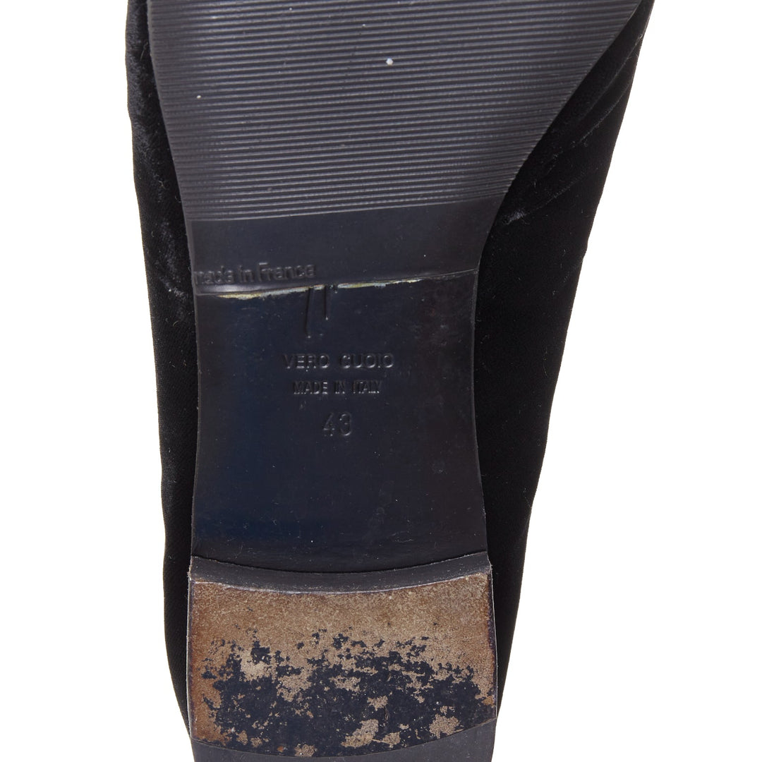 GIUSEPPE ZANOTT RemyeI black velvet crystal brooch le smoking loafers EU43