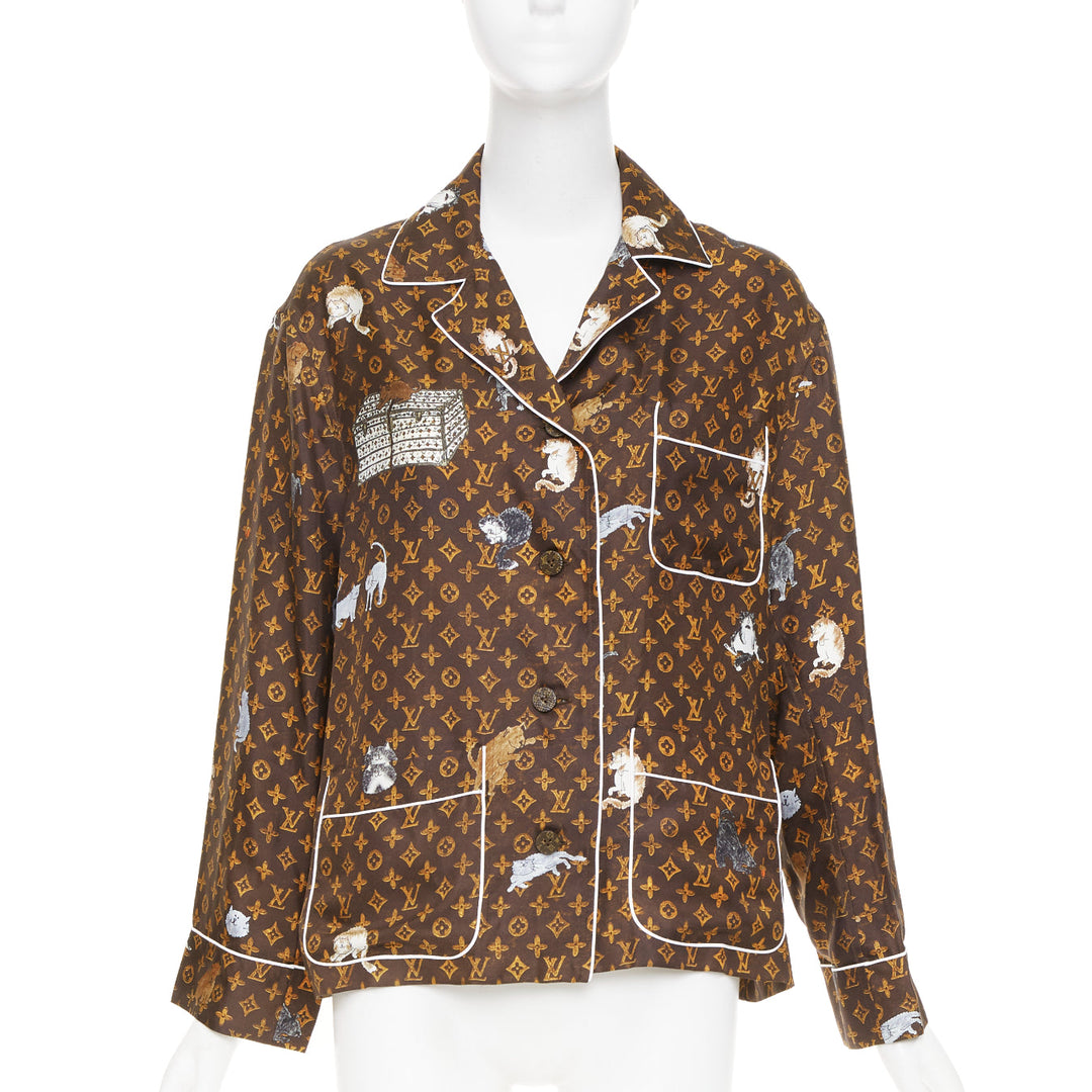 rare  LOUIS VUITTON 2019 Runway Grace Coddington Catogram Monogram top FR36 XS