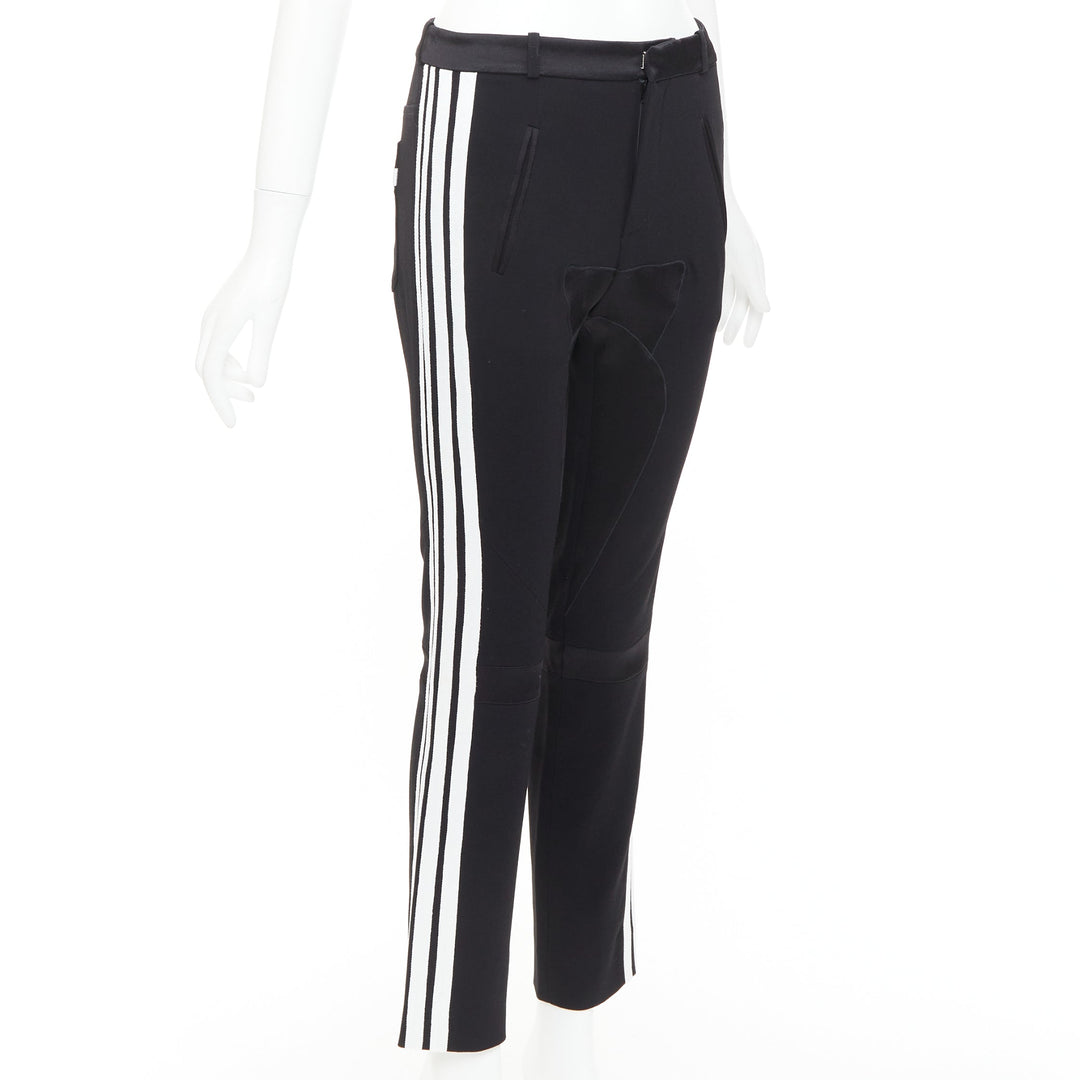 BALENCIAGA 2007 black white striped panelled bicycle inspired pants FR36 S