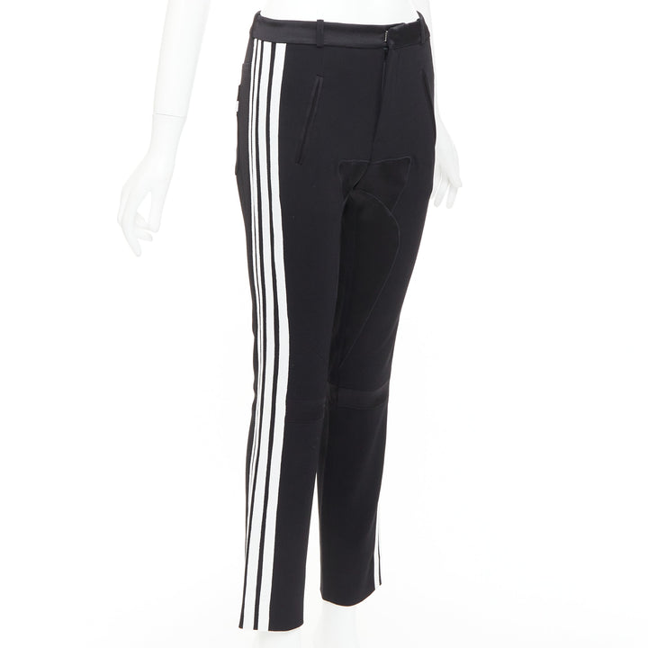BALENCIAGA 2007 black white striped panelled bicycle inspired pants FR36 S