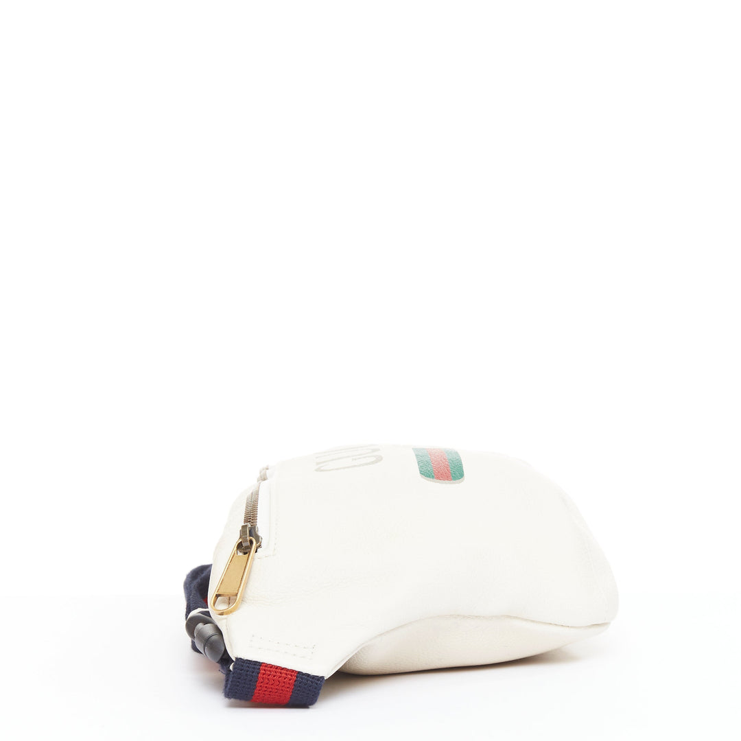 GUCCI Alessandro Michele off white vintage logo print leather crossbody belt bag