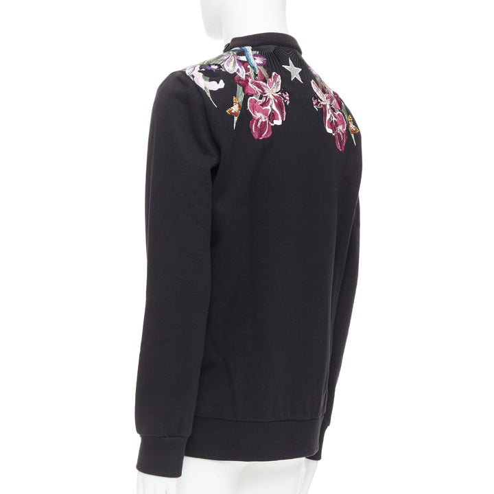 GIVENCHY black Bird of Paradise tropical embroidery cotton sweatshirt S