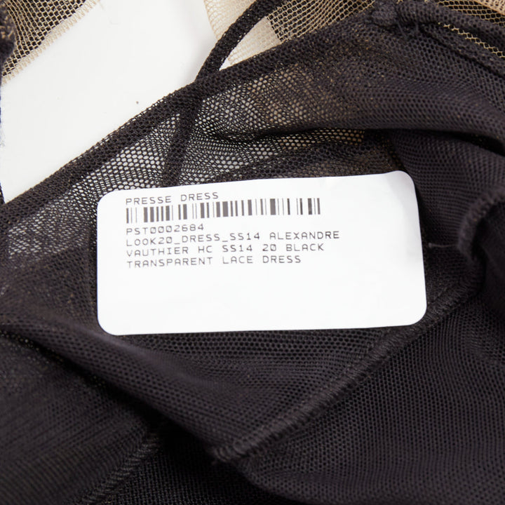 rare ALEXANDRE VAUTHIER COUTURE SS2014 Runway black lace panelled sheer catsuit