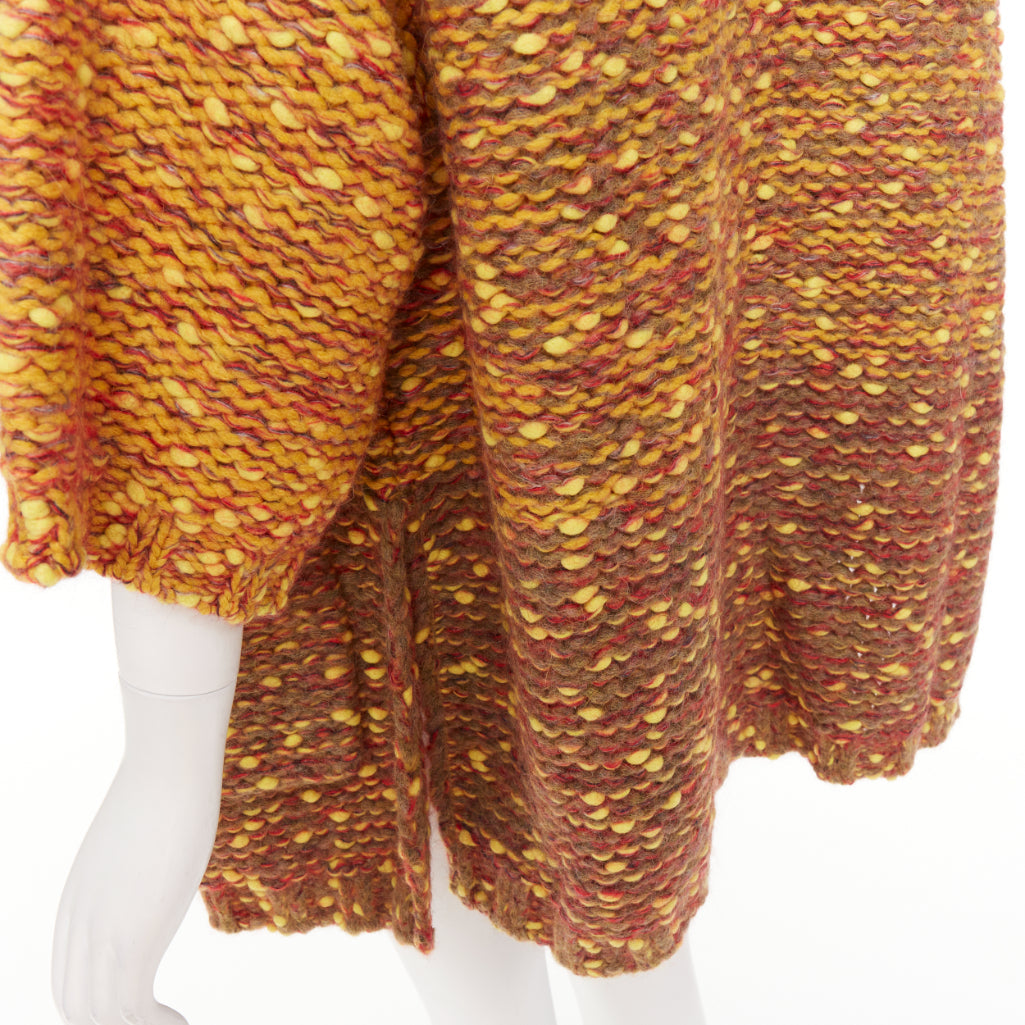 CHANEL 2014 Runway marigold yellow heavy knit oversized cardigan coat FR36 S