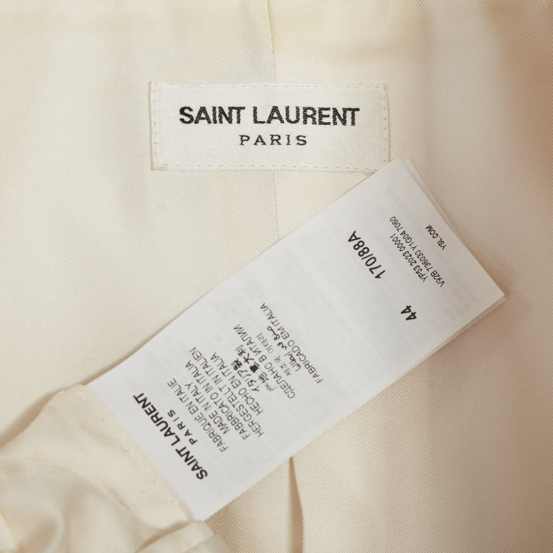 SAINT LAURENT 2023 cream multi silk blend satin lapel tuxedo blazer IT44 XS