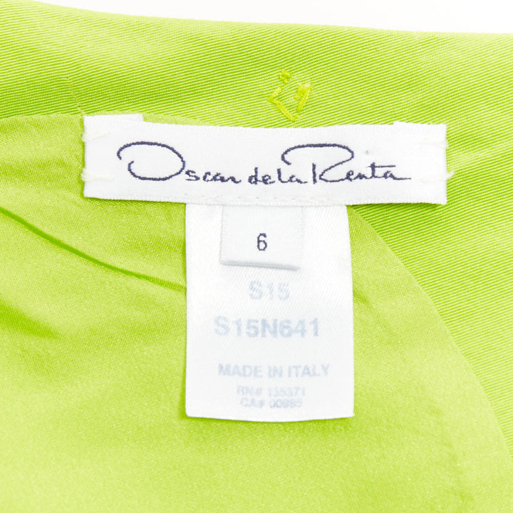 OSCAR DE LA RENTA S15 light green silk organza scalloped eyelet dress US6 M