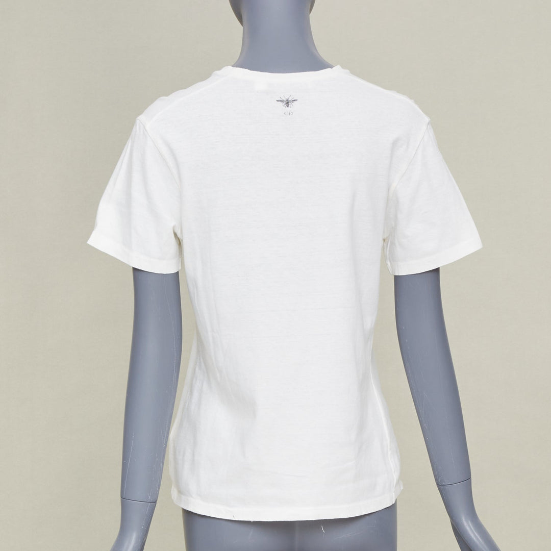 DIOR 2017 Runway DioRevolution off white cotton linen graphic jersey tshirt S