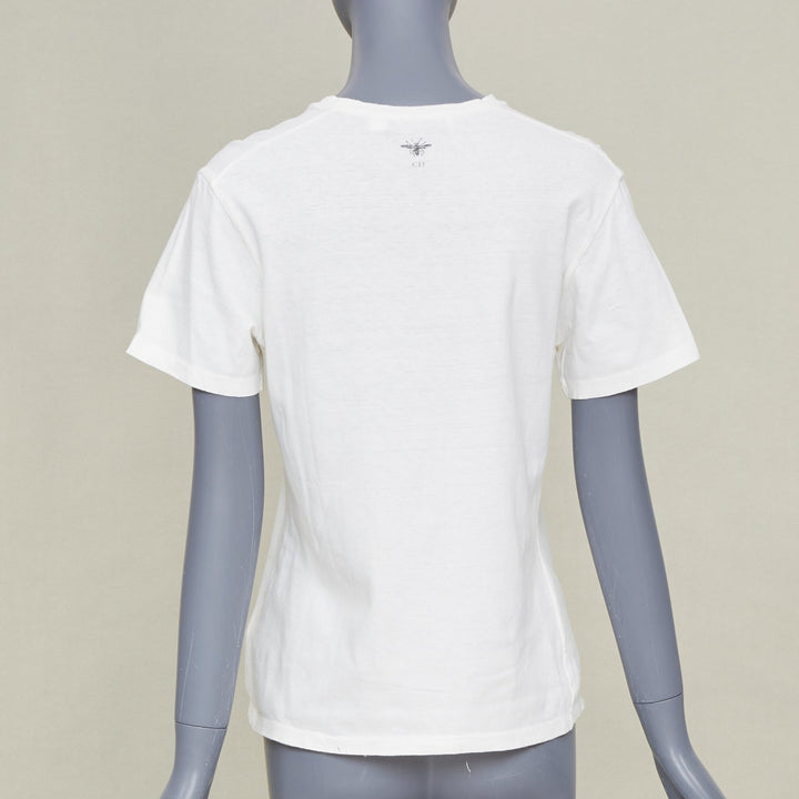 DIOR 2017 Runway DioRevolution off white cotton linen graphic jersey tshirt S