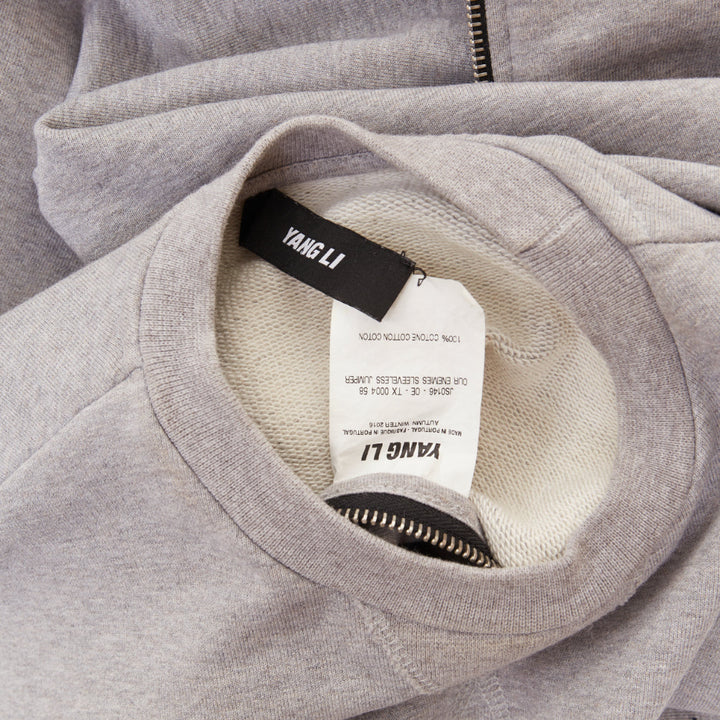 YANG LI 2016 Our Enemies Manifesto grey navy slogan side zip sweatshirt F