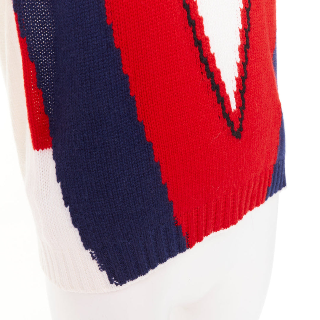PRADA 2016 Runway 100% cashmere colorblocked intarsia sweater vest IT38 XS