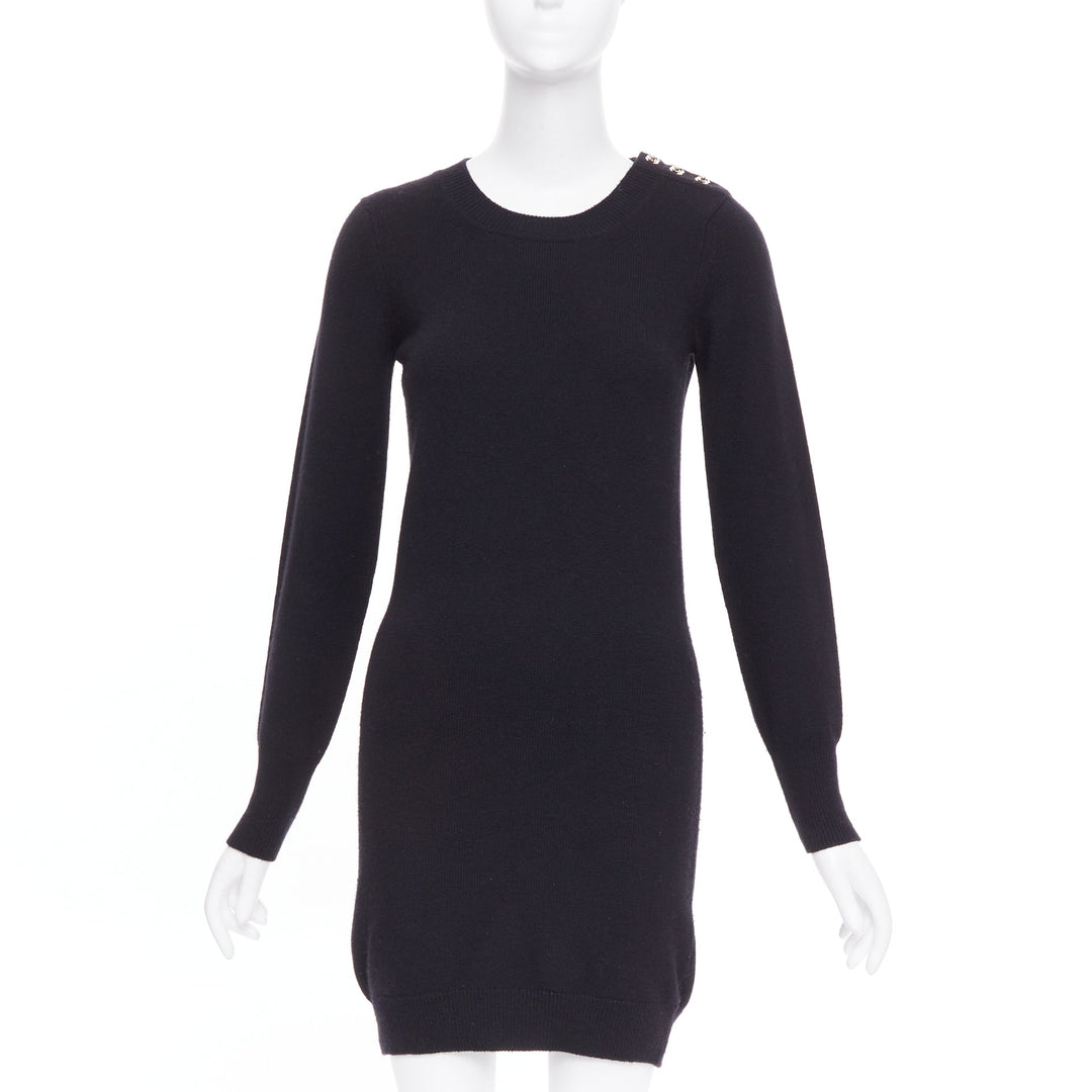 chanel sweater dress fall outfit check the measurements to be sure CHANEL 100% cashmere black gold