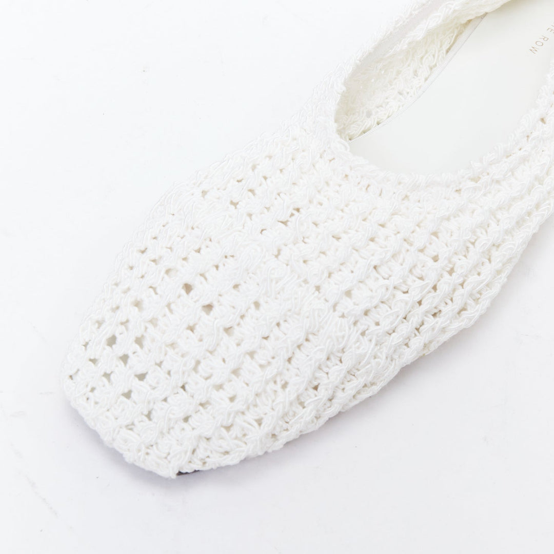 THE ROW 2024 Ballet white crochet fabric trimmed flat shoes EU38