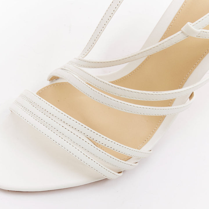ALEXANDRE BIRMAN white leather caged strappy high heeled sandals EU39.5