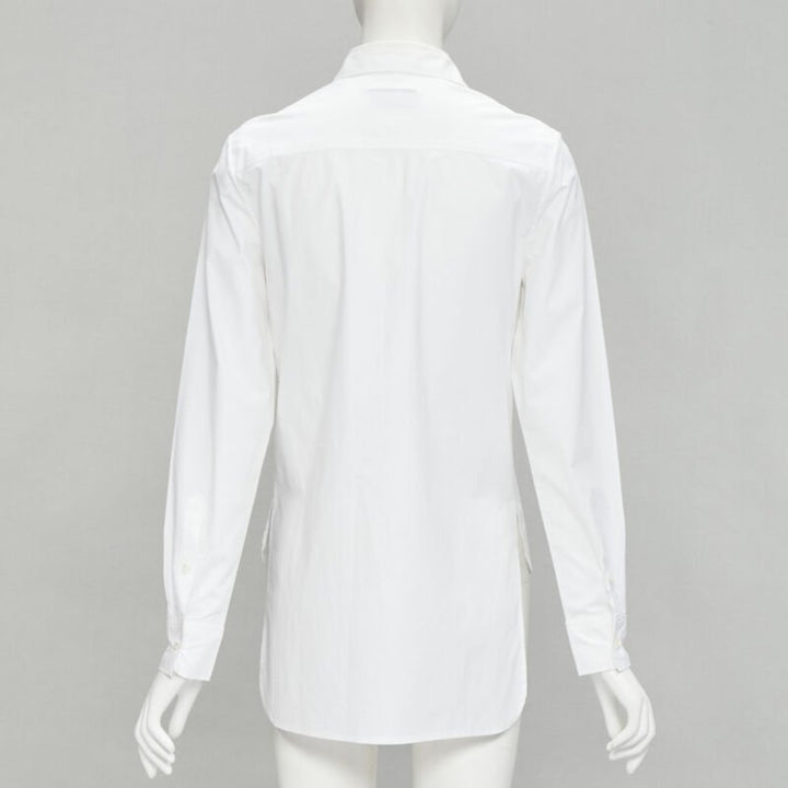 JEAN PAUL GAULTIER white cotton high low hem button up shirt FR38 S