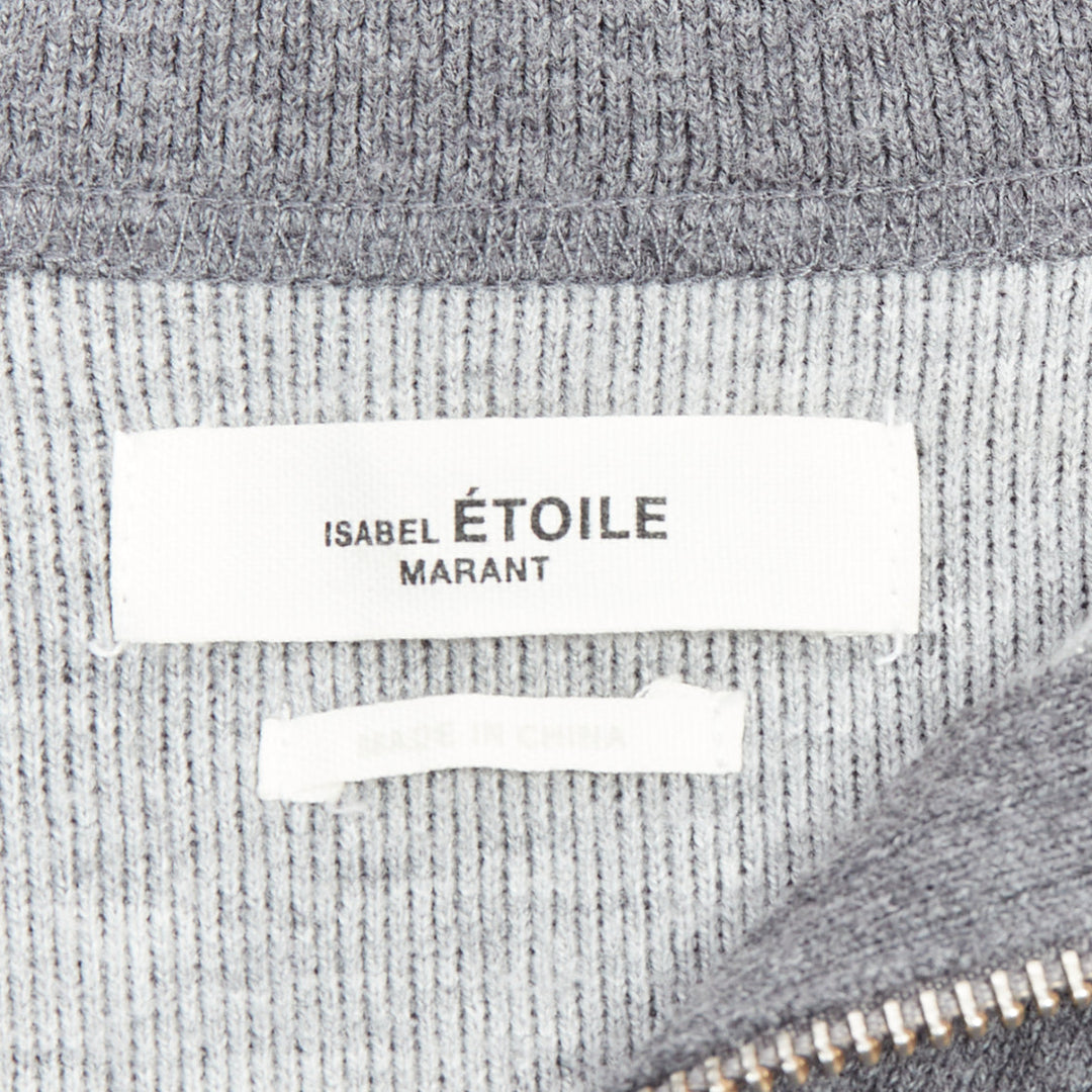 ISABEL MARANT Etoile grey bicolor logo half zip jumper sweater