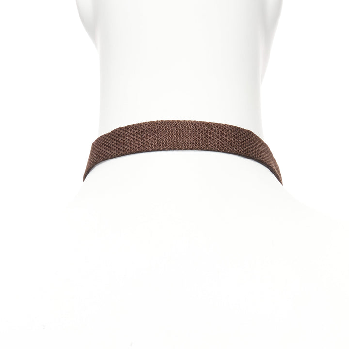 LANVIN Alber Elbaz brown textured fabric bow tie Adjustable