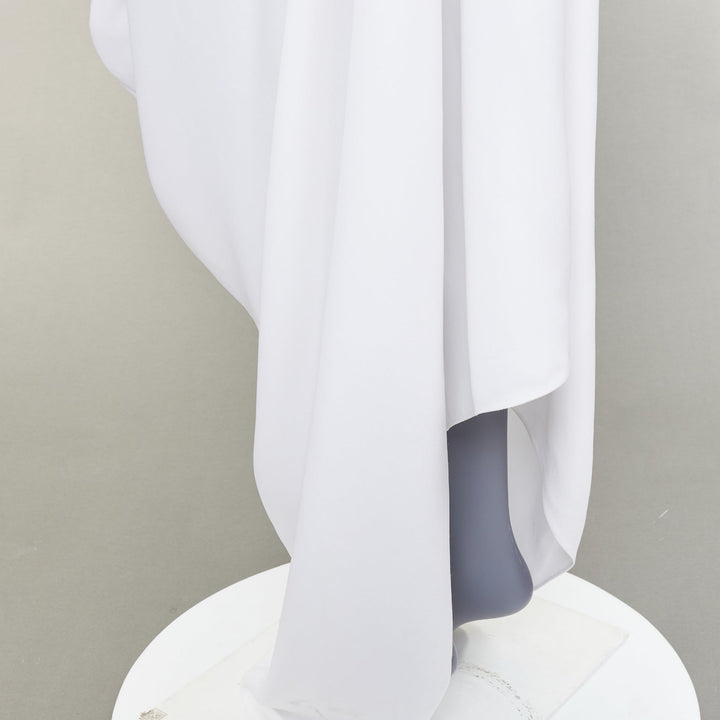 FERRAGAMO Maximilian Davis 2023 Bridal white crystal draped asymmetric gown IT4