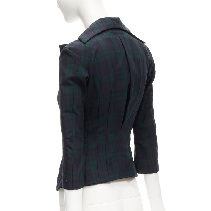 JUNYA WATANABE 1996 Vintage green plaid deconstructed panels fitted blazer S