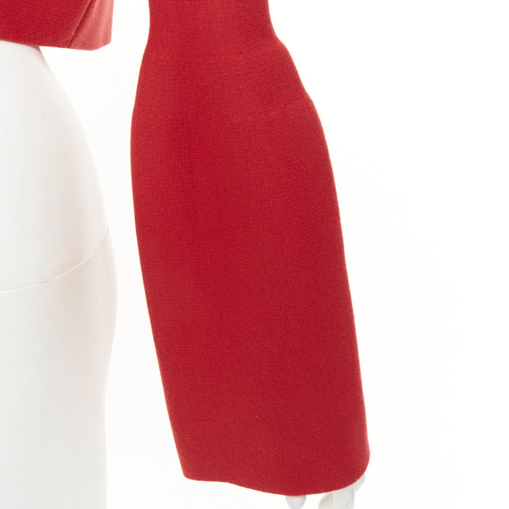 GABRIELA HEARST 2021 Katlin red virgin wool cropped open front shrug cardigan XS