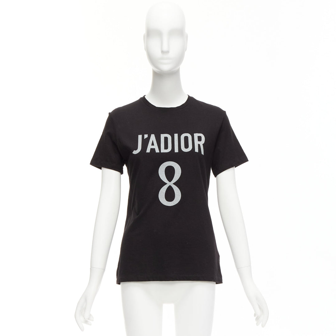 DIOR J'adior 8 black logo distressed screen print fitted tshirt XS