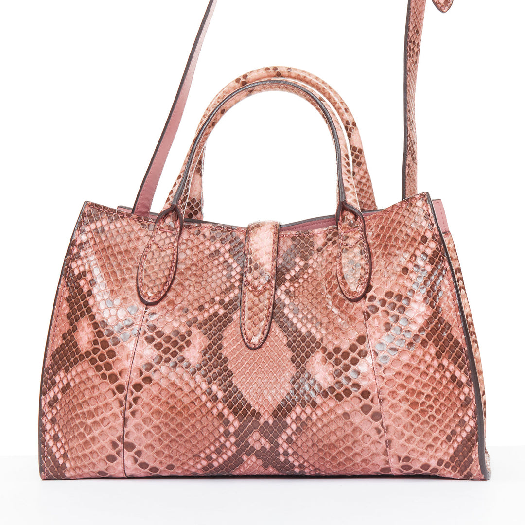 GUCCI 2014 Vintage Jackie Soft pink python leather silver piston crossbody bag